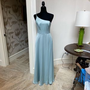 David’s Bridal One Shouldered Dress in Sage